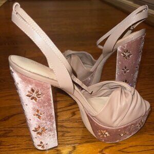 Rachel Zoe Claudette Crystal Embellished Platform Sandals (sz 10)